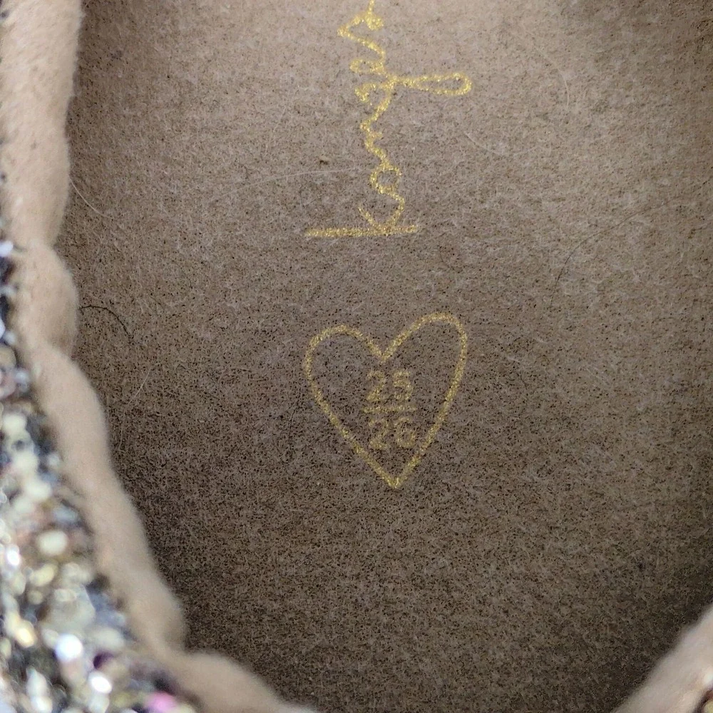 Konges Slojd Minnie Coeur Gold Glitter Mary Jane Shoes Little Girls US 8.5-9.5